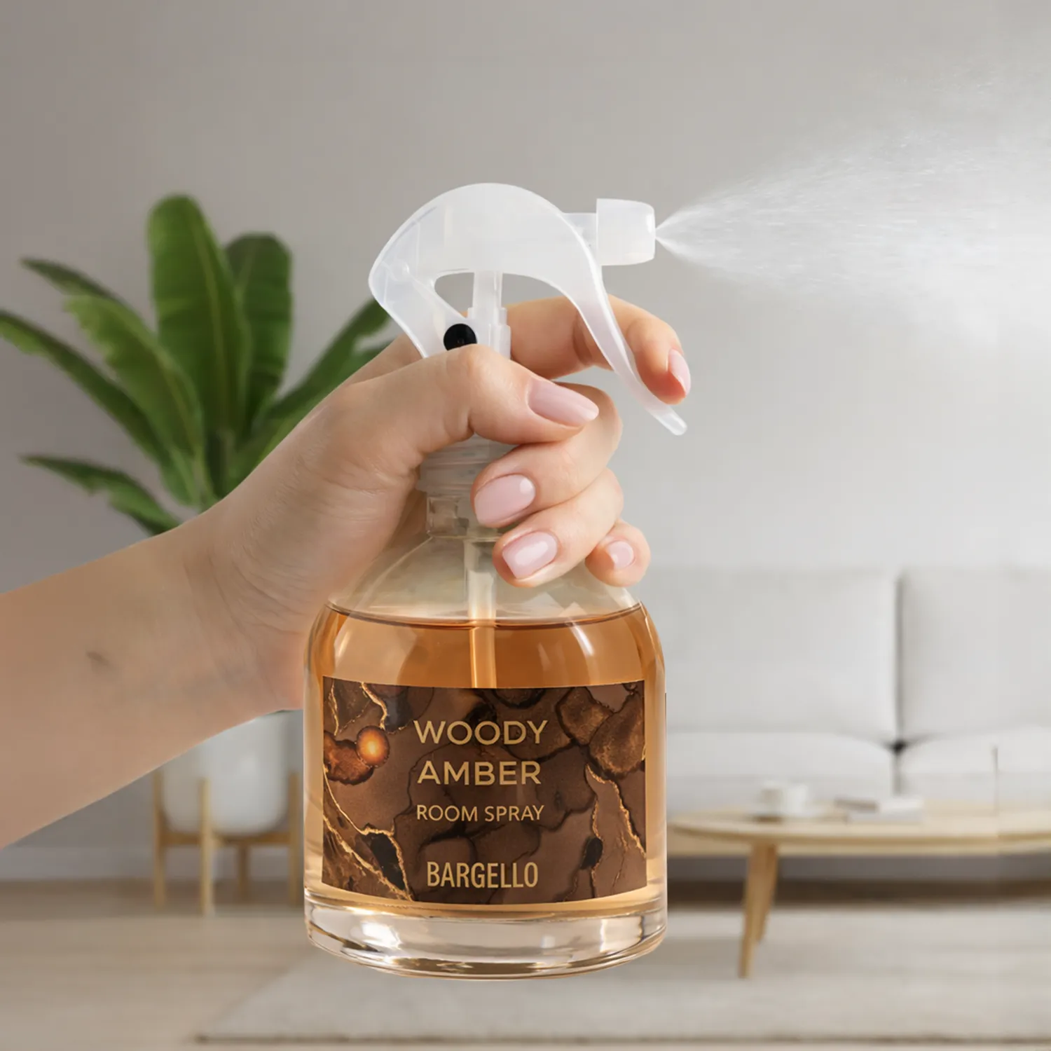 Bargello Woody Amber Home Spray 485 ml spray parfumé pour la maison dans une ambiance chaleureuse et raffinée